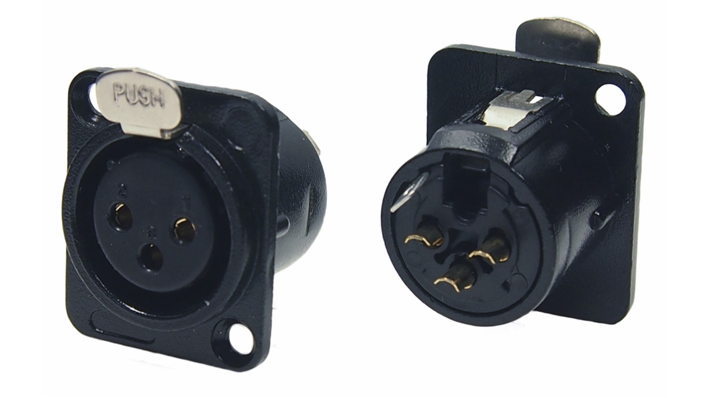 RS PRO Panel Mount XLR Connectors, Female, 1400 (Withstand) V, 3 Way
