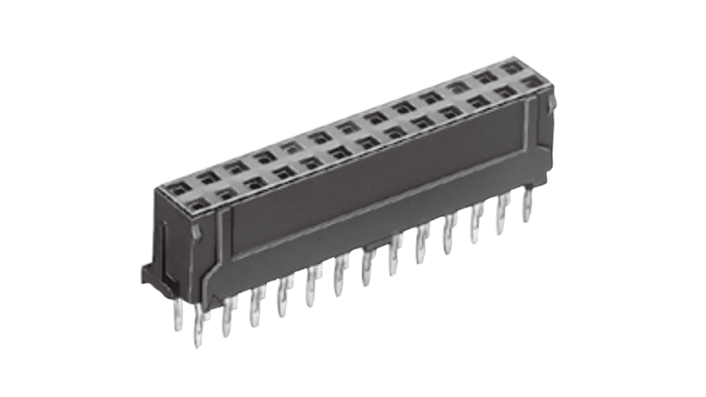 Hirose DF11 Series Straight Through Hole Mount PCB Socket, 26-Contact, 2-Row, 2.0mm Pitch, Solder Termination
