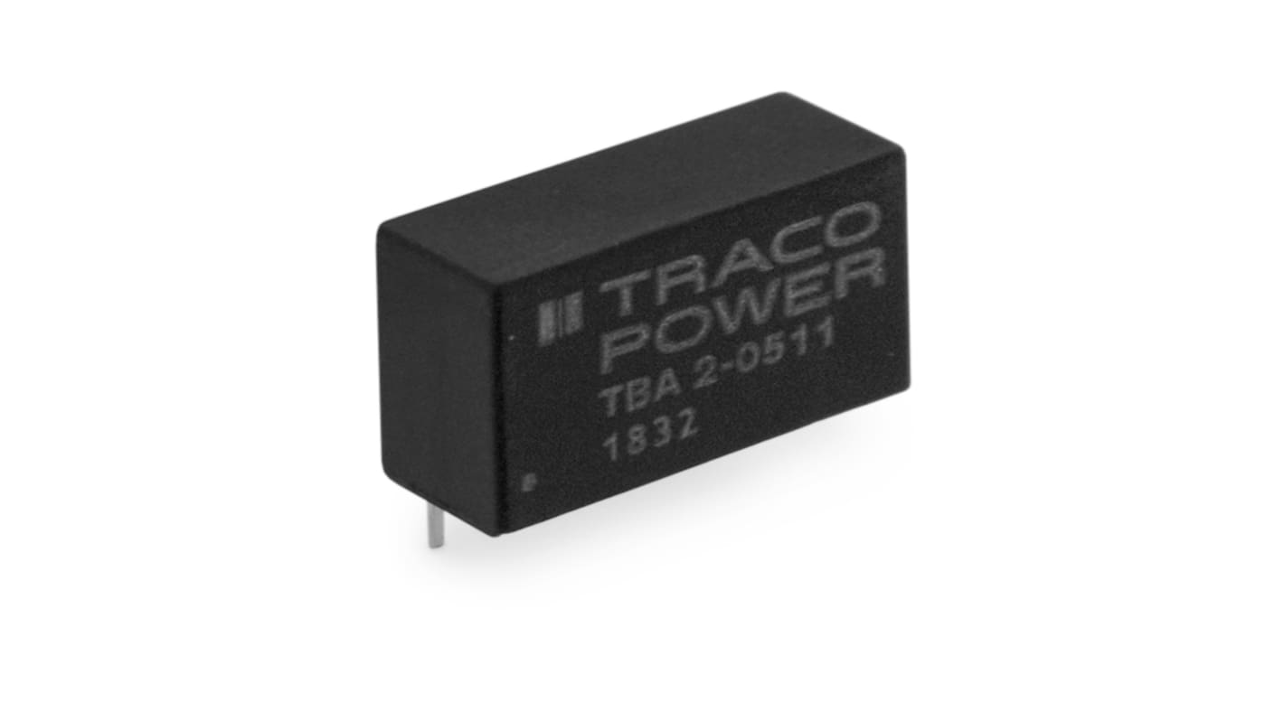 TRACOPOWER TBA 2 DC-DC Converter, 12V dc/ 165mA Output, 10.8 → 13.2 V dc Input, 2W, Through Hole, +85°C Max Temp
