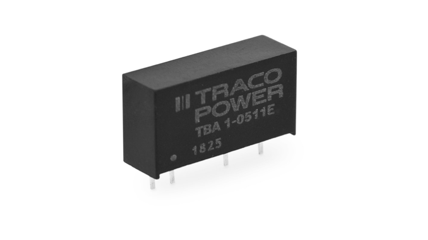 TRACOPOWER TBA 1E DC-DC Converter, ±15V dc/ ±33mA Output, 21.6 → 26.4 V dc Input, 1W, Through Hole, +85°C Max