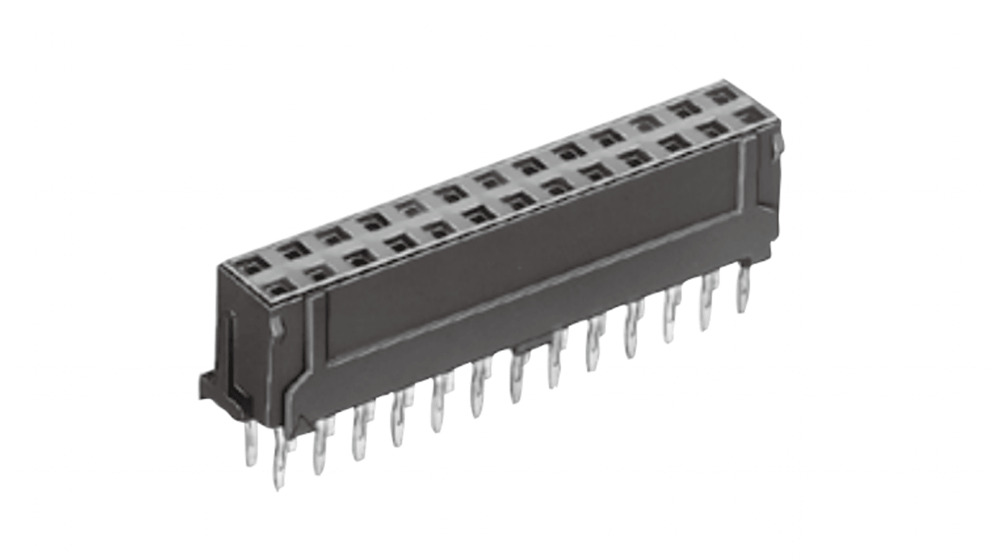Hirose DF11 Series Straight Through Hole Mount PCB Socket, 24-Contact, 2-Row, 2.0mm Pitch, Solder Termination