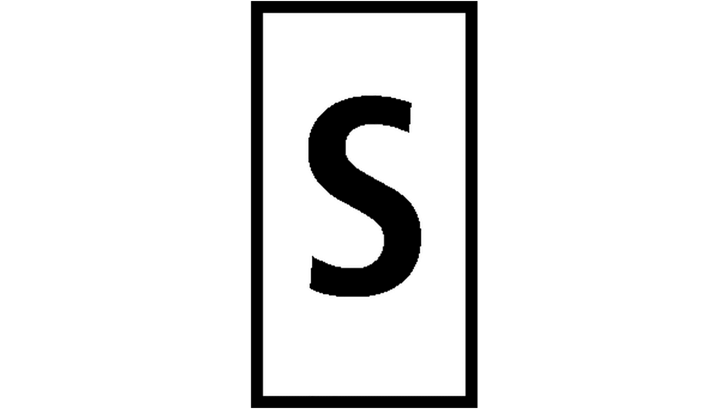 HellermannTyton Slide On Cable Markers, Black on Yellow, Pre-printed "S", 1.8 → 6.3mm Cable, 531-07953 HODS85