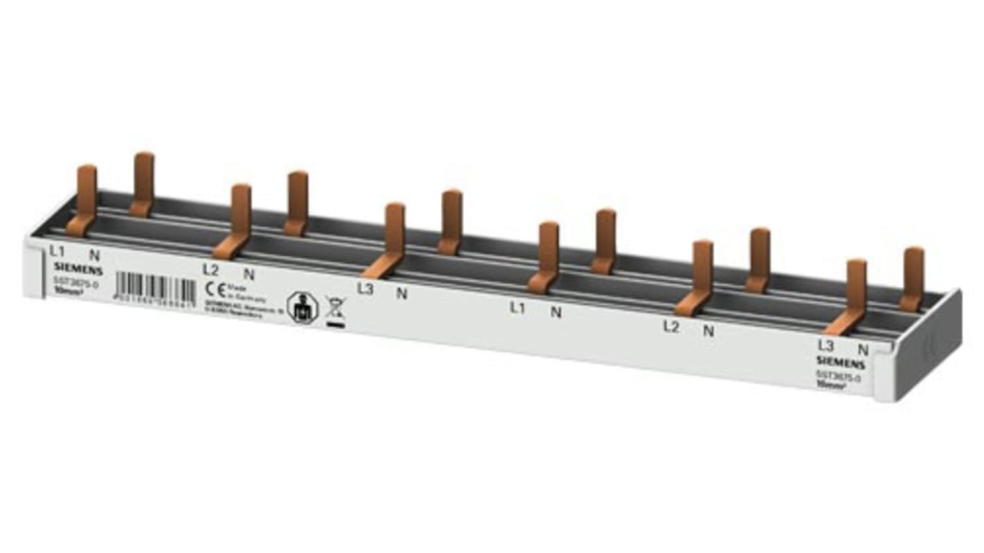 Siemens 5ST Sammelschiene, 3 -phasig, 230V 63A, Kupfer, 35.2mm Raster, SENTRON Reihe