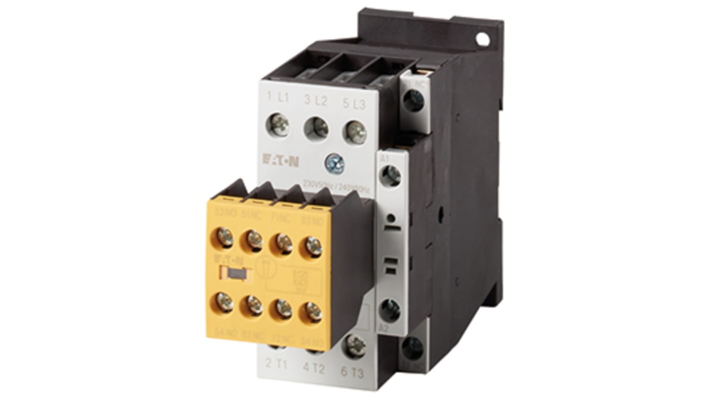 Eaton Contactor, 110 V ac @ 50 Hz, 120 V ac @ 60 Hz Coil, 3-Pole, 32 A, 15 kW, 3NO, 400 V ac