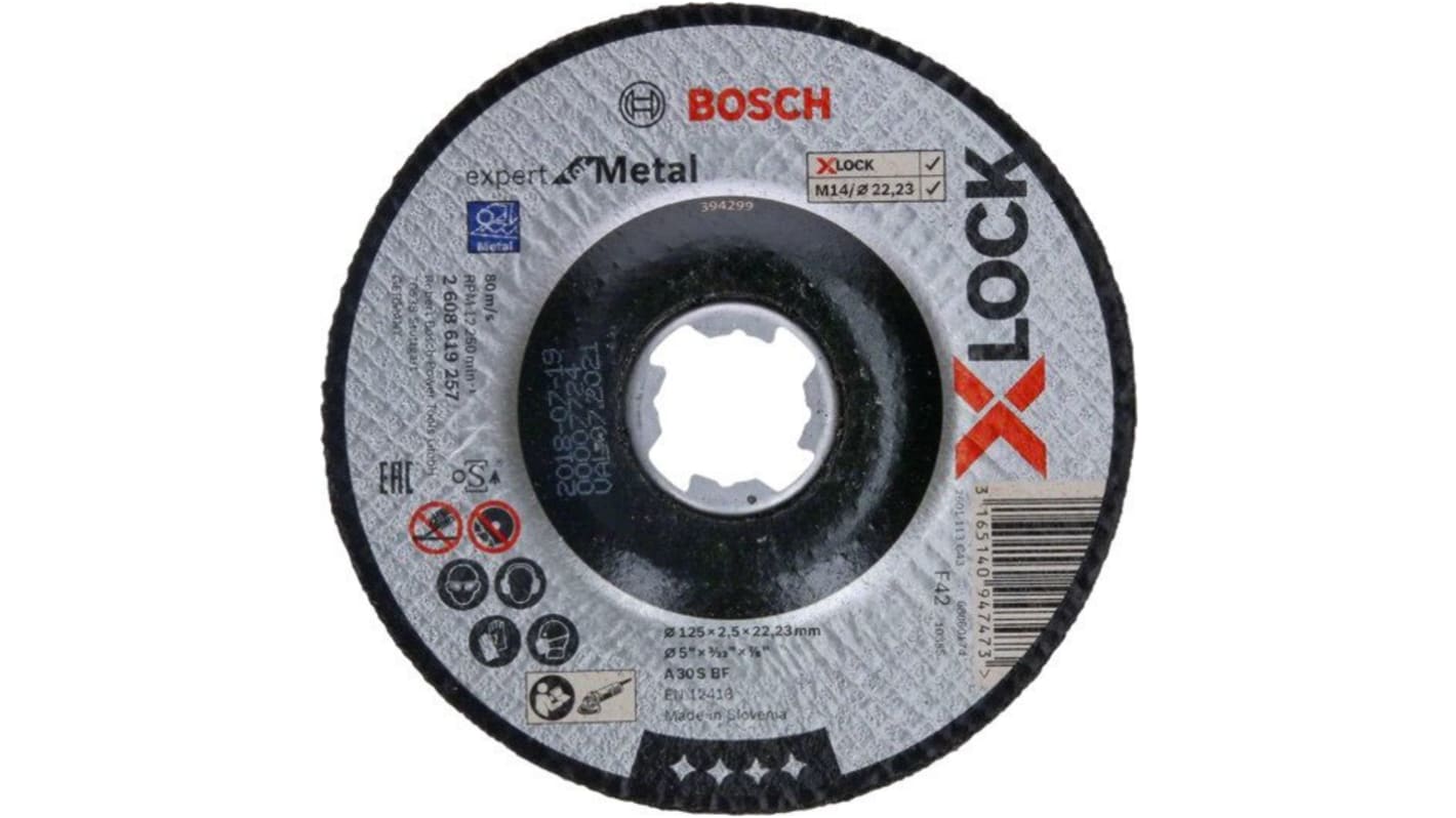 Bosch X-Lock Aluminium Oxide Cutting Disc, 115mm x 2.5mm Thick, P120 Grit, 2608619256, 25 in pack