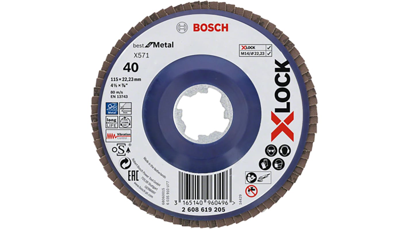 Bosch Zirkonoxid Aluminium Fächerschleifscheibe Ø 125mm, Korngröße P80