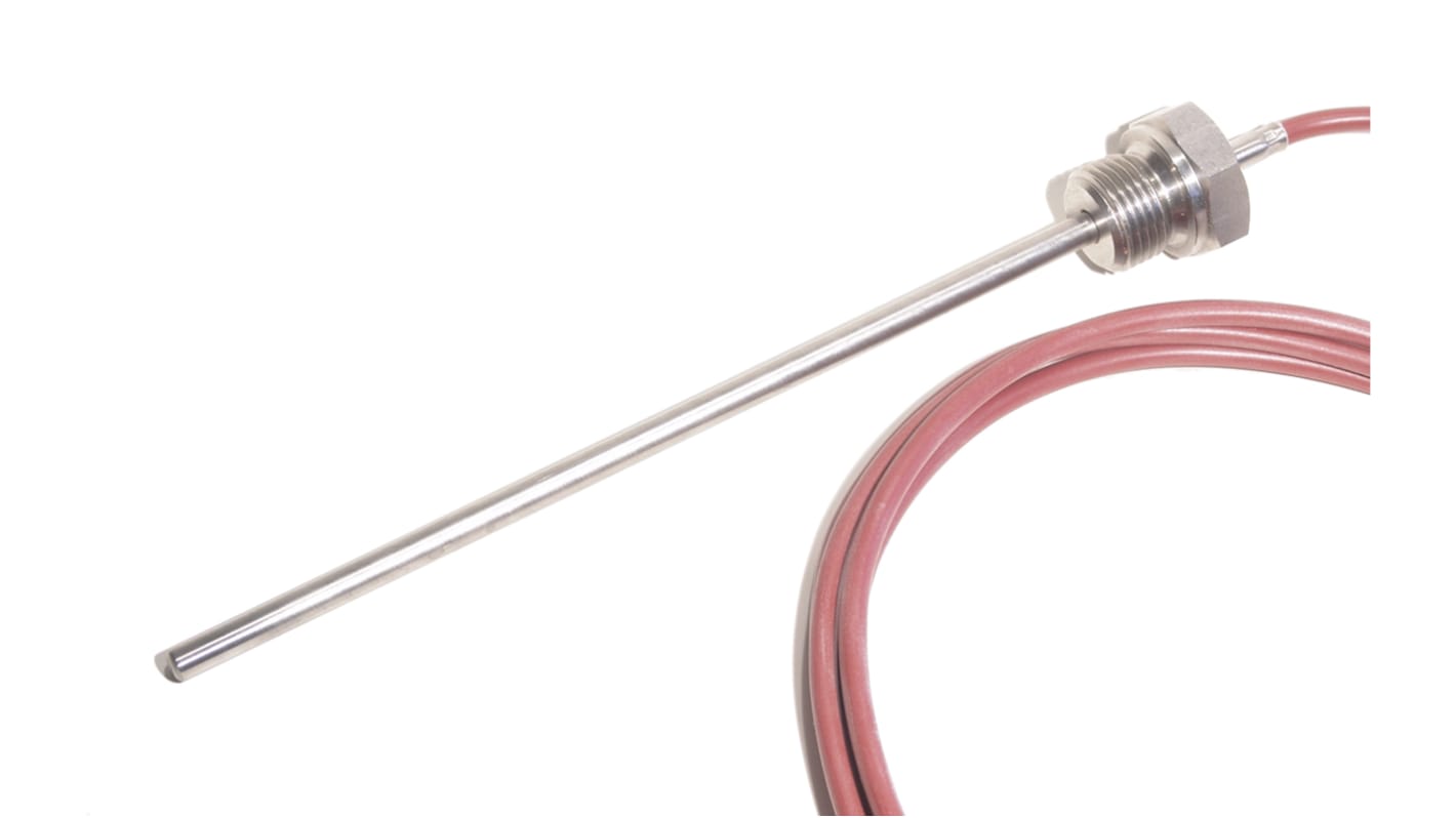 Electrotherm PT100 RTD Sensor, 6mm Dia, 100mm Long, NPT 1/2, F0.3 +200°C Max