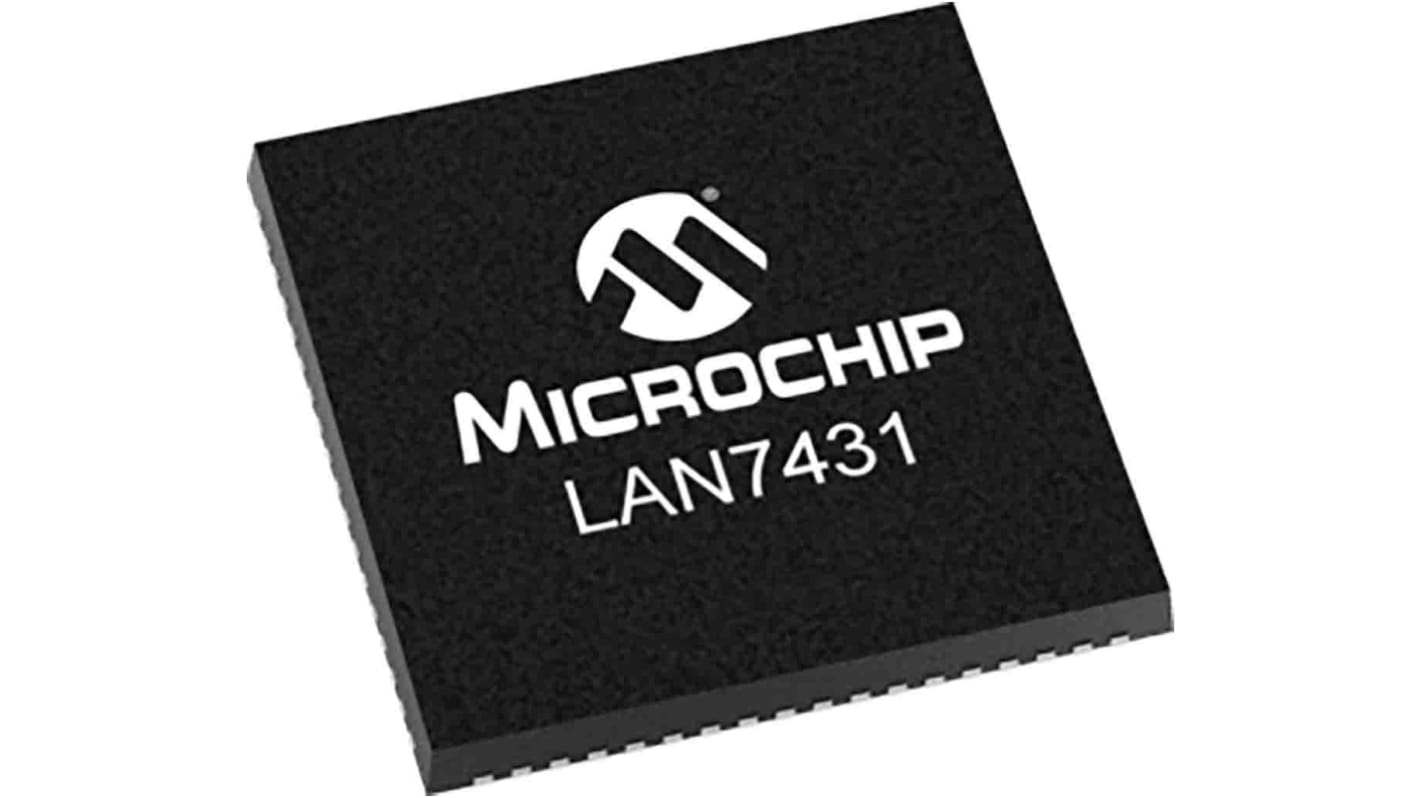 Microchip LAN7431-I/YXX, Ethernet Controller, 2.5Gbit/s, 1.8 V, 2.5 V, 3.3 V, 72-Pin SQFN