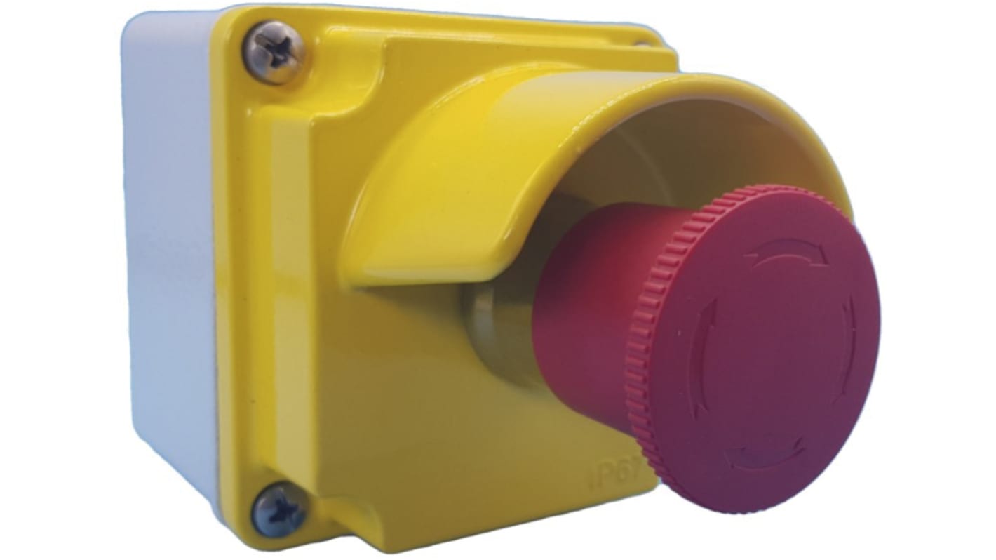 Lovato LPZM Series Twist Release Emergency Stop Push Button, Surface Mount, 1NC, IP66, IP67