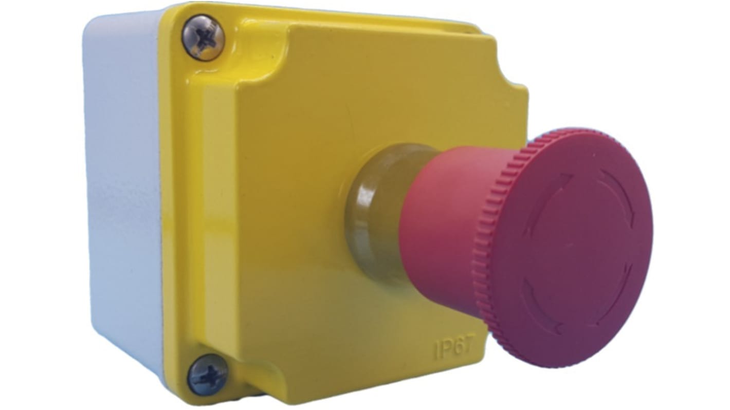Lovato LPZM Series Twist Release Emergency Stop Push Button, Surface Mount, 1NC, IP66, IP67