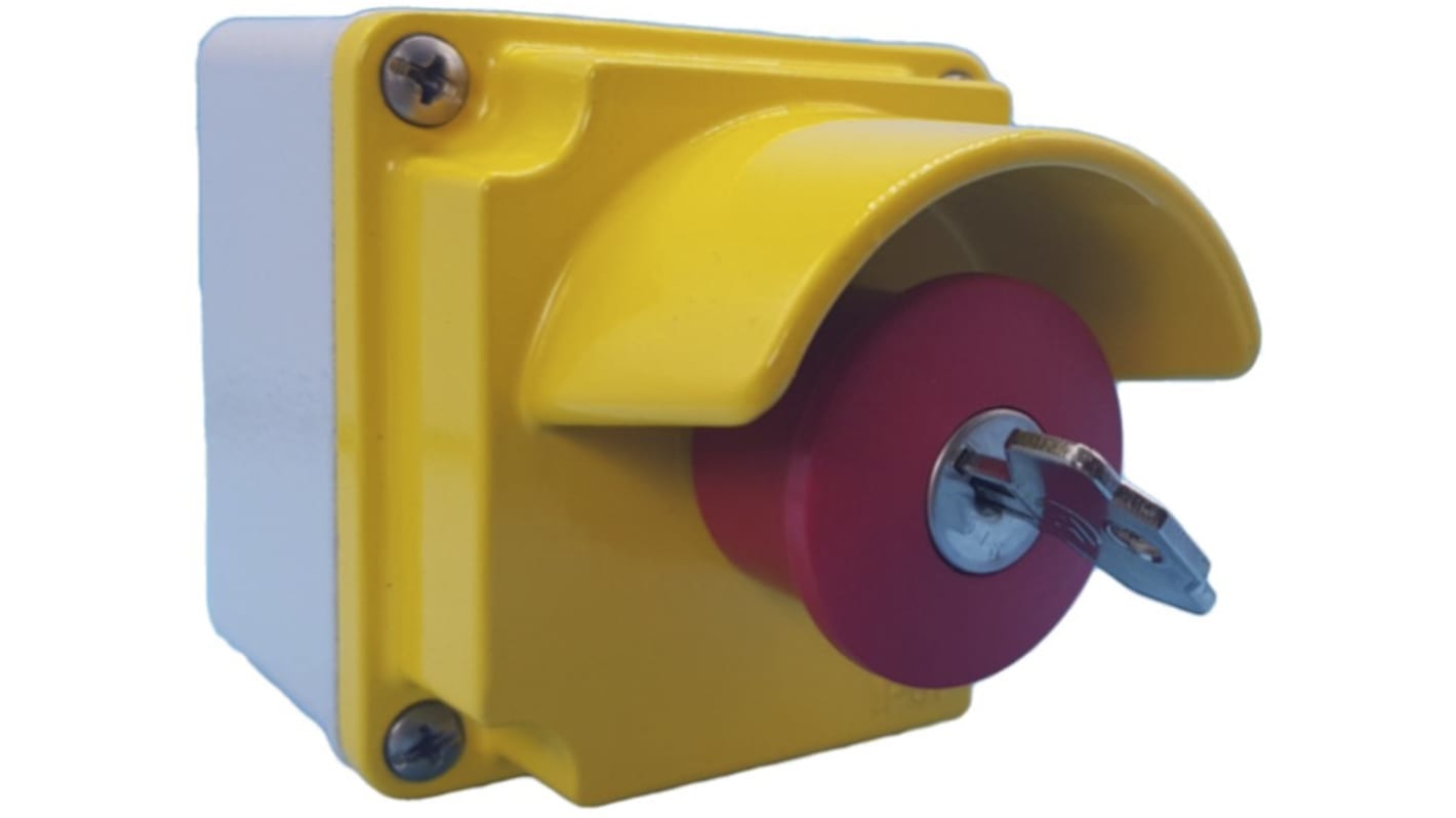 Lovato LPZM Series Key Release Emergency Stop Push Button, Surface Mount, 1NC, IP66, IP67