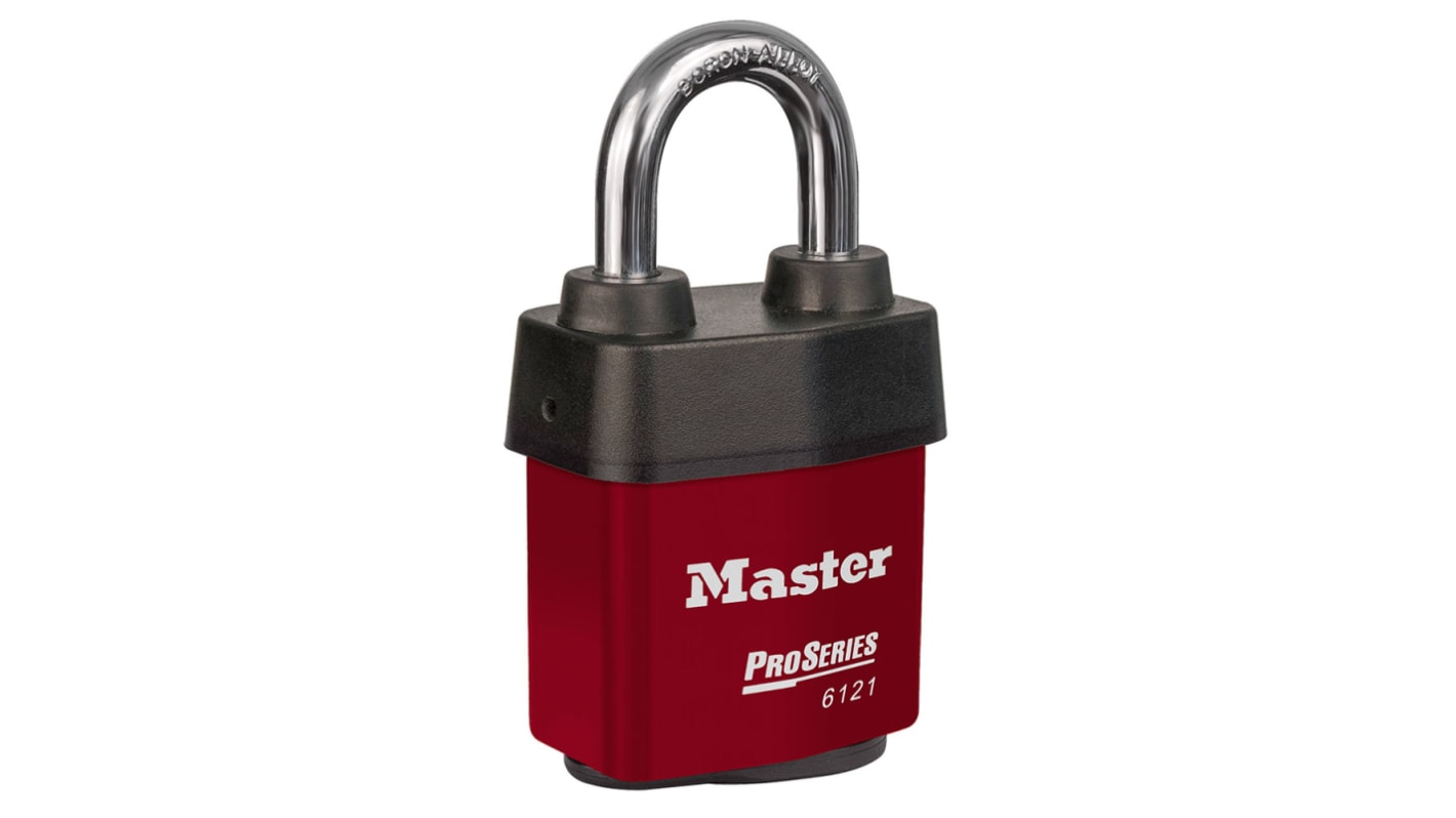 Master Lock 南京錠 ステンレススチール 赤