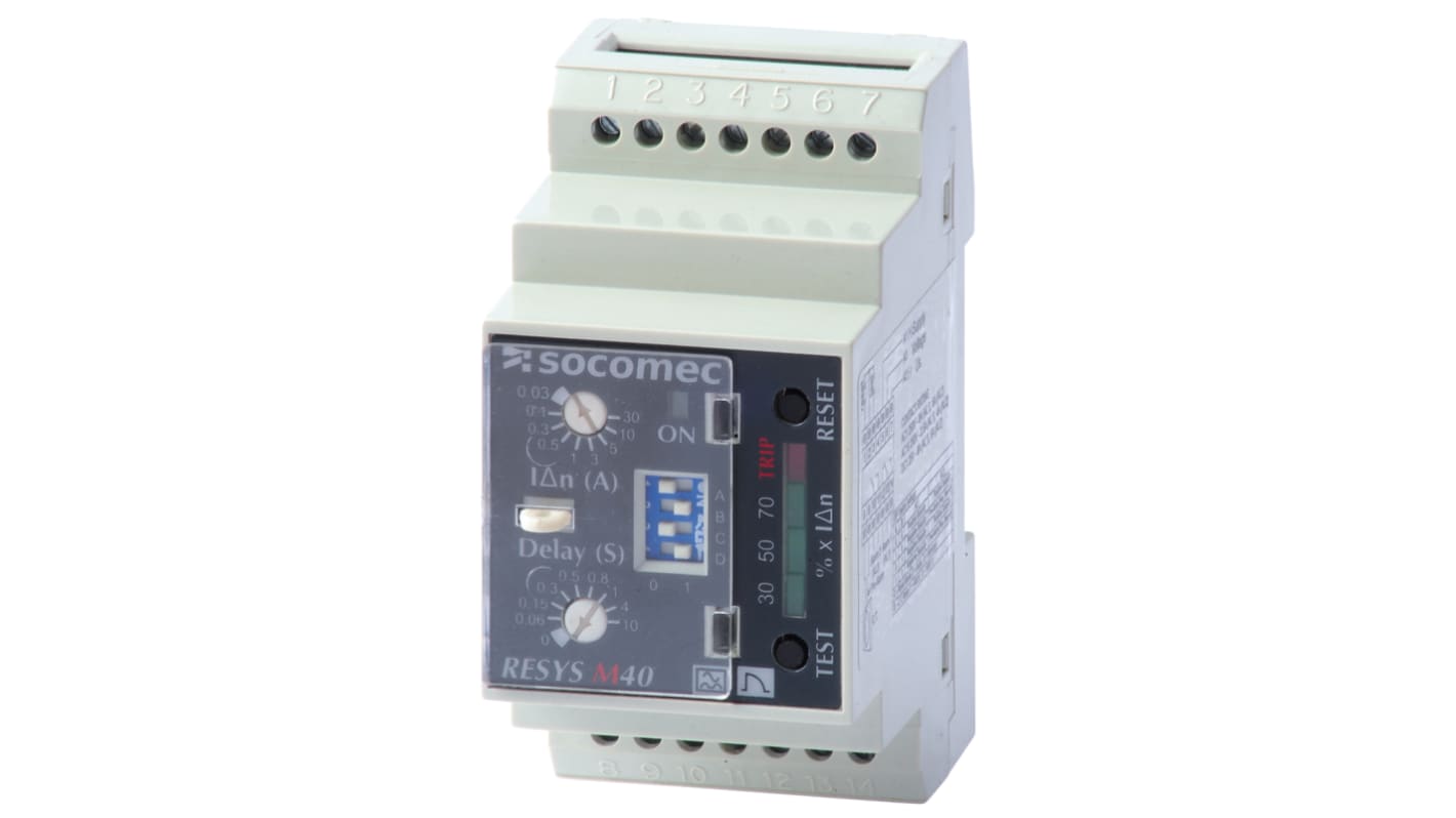 Socomec Earth Leakage Relay, 47 → 63Hz Frequency, 0.03 mA Leakage, 2 Output