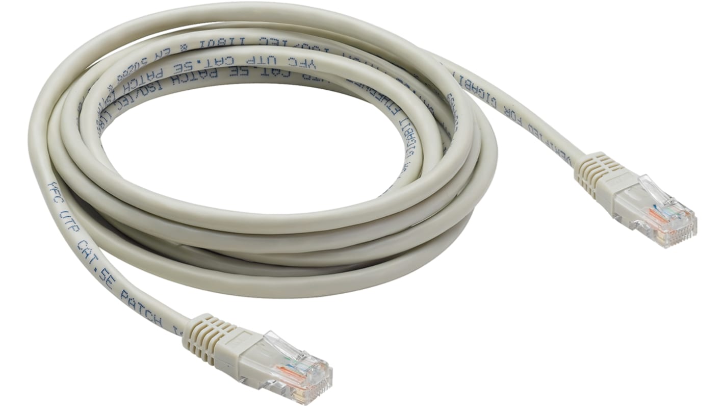 Socomec, 2m Cat5, Grey RJ45 to Male RJ45 Male, U/UTPUnshielded, Terminated PVC Sheath