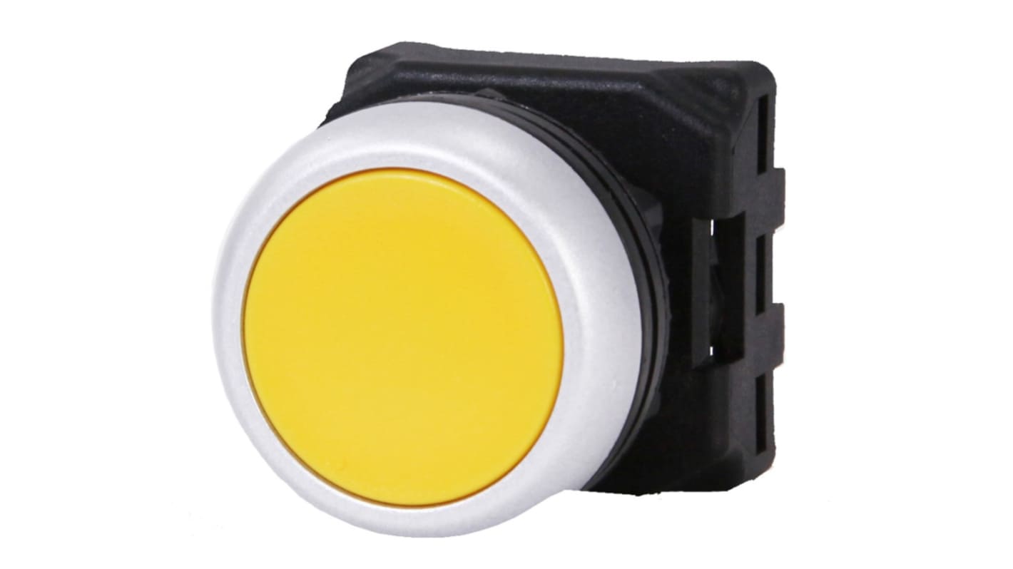 Tête de bouton poussoir RS PRO Jaune, Ø découpe 22mm, Retour par ressort