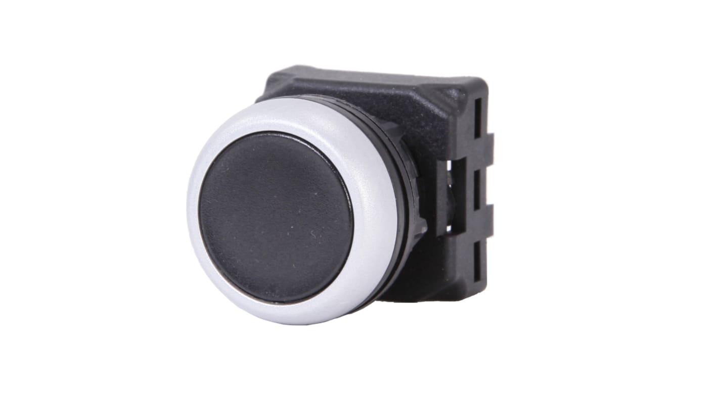 Tête de bouton poussoir RS PRO Noir, Ø découpe 22mm, Retour par ressort