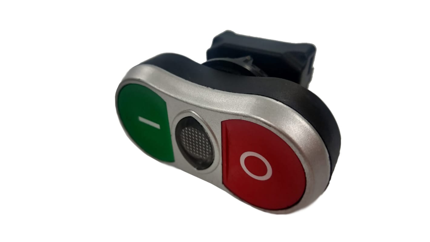 RS PRO Green, Red Spring Return Push Button Head, 22mm Cutout, IP65