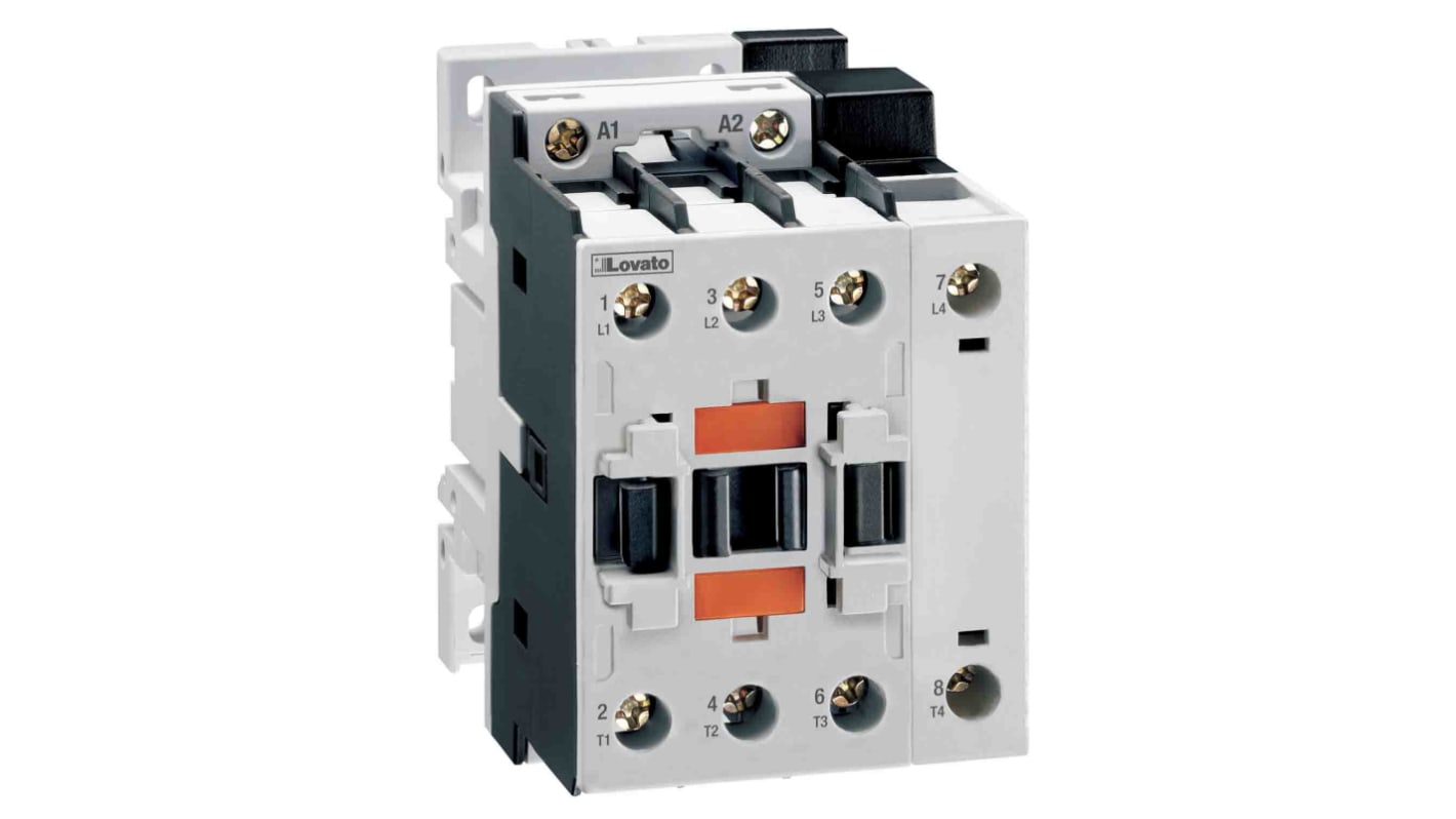 Lovato BF Contactor, 24 V ac Coil, 4-Pole, 56 A, 18.5 kW, 4NO, 660 V ac, 690 V ac