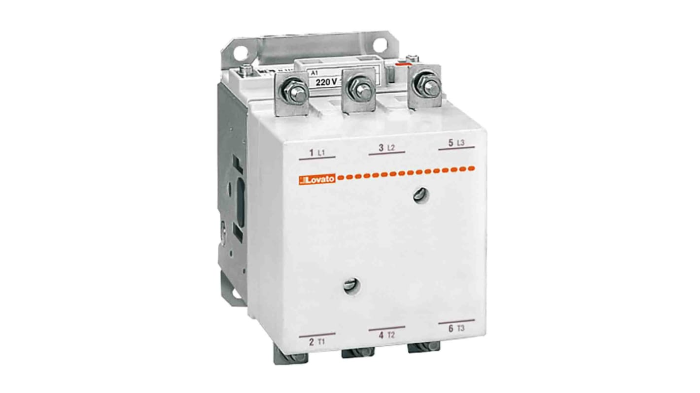 Contattore Lovato, serie B, 3 poli, 3 NA, 320 A, 170 kW, bobina 220→ 240 V c.a./c.c.