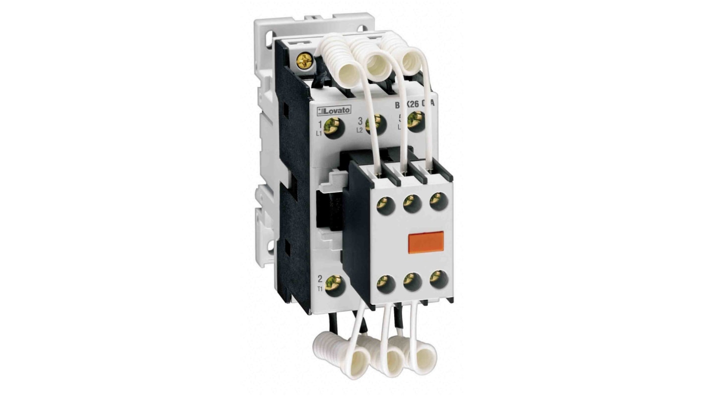 Lovato BFK Contactor, 230 V ac Coil, 3-Pole, 36 A, 25 kVar, 3NO, 690 V ac