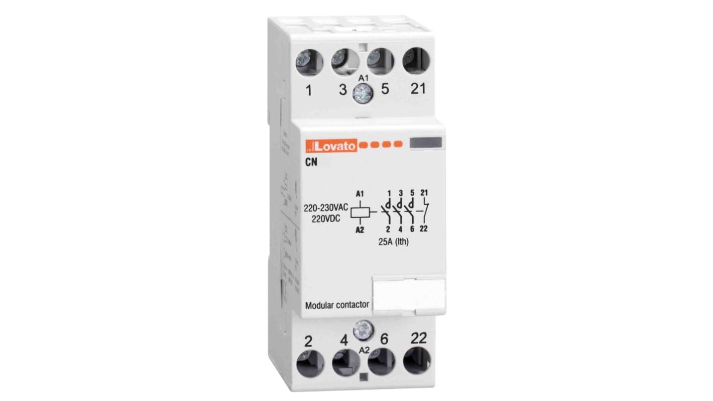 Lovato CN Leistungsschütz 220→ 230 V ac-Spule, 4 -polig , 110 V ac / 32 A 4 Schließer 4-Hilfskontakte