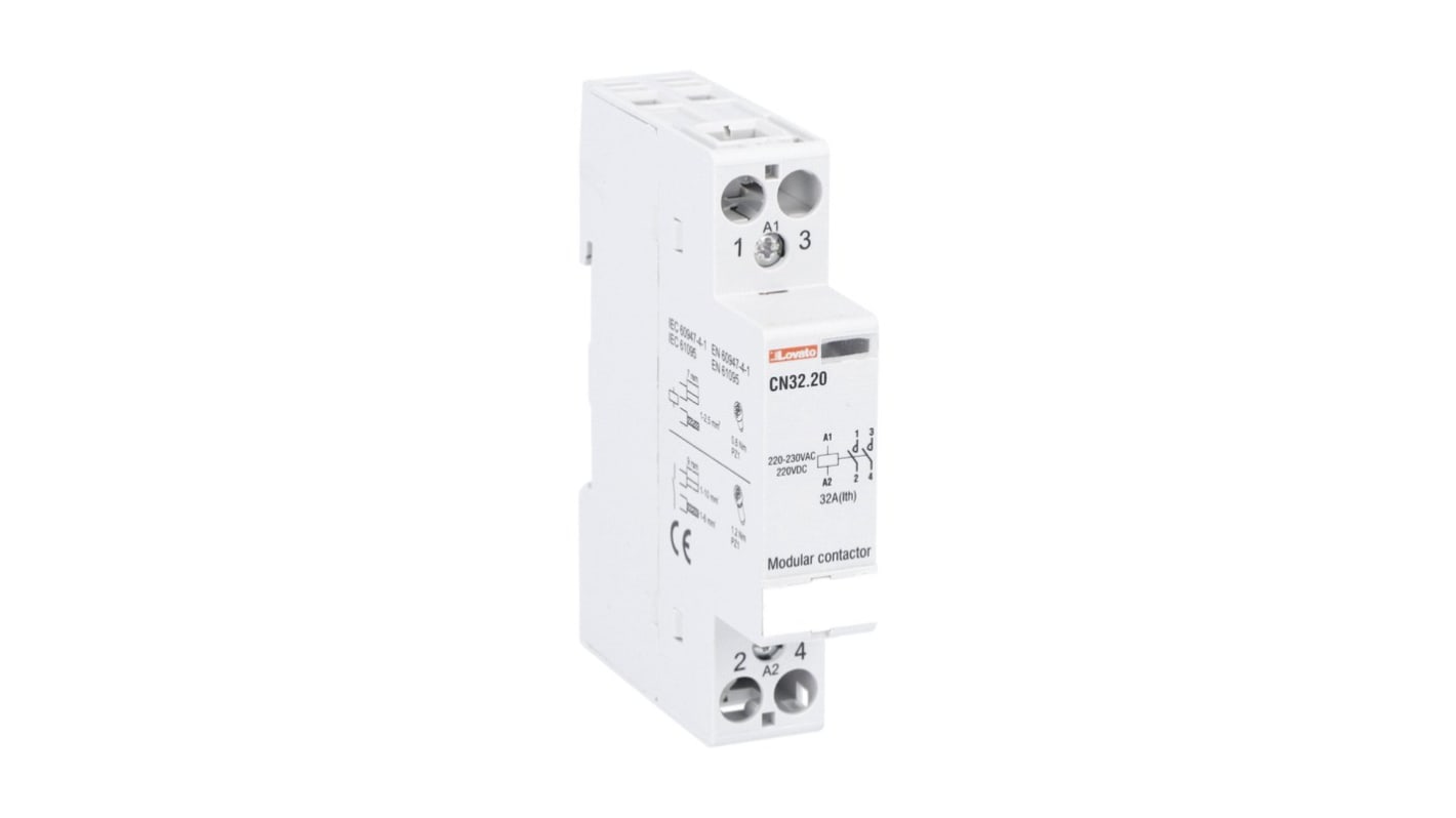 Lovato CN Contactor, 220 → 230 V ac Coil, 2-Pole, 32 A, 2NO, 110 V ac