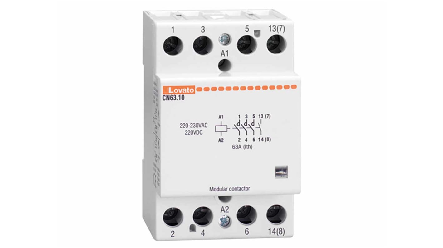 Stycznik 24 V AC/DC Lovato styki: 4 63 A 4NO Montaż na szynie DIN Śruba CN6310024