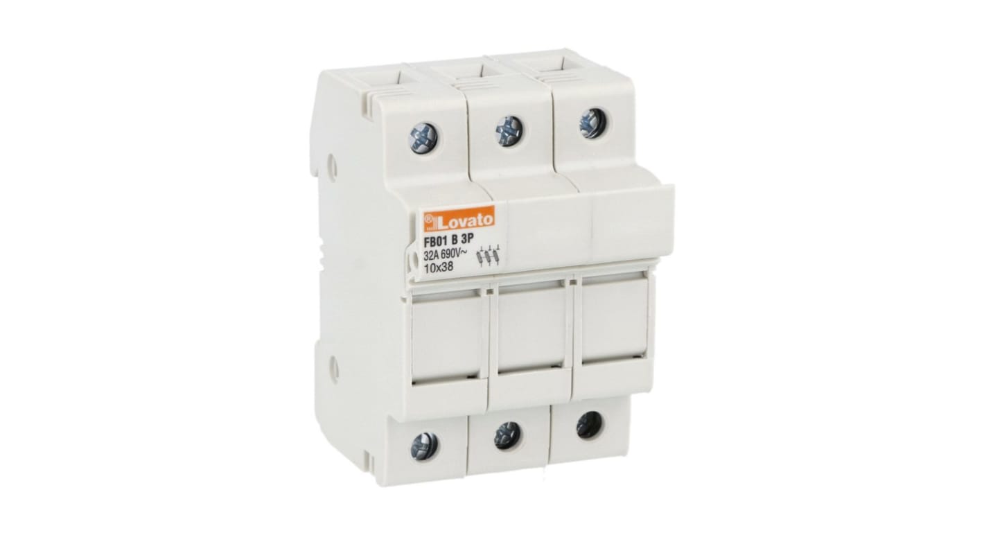 Lovato 32A Fuse Holder for 10 x 38mm Fuse, 3P, 690V ac
