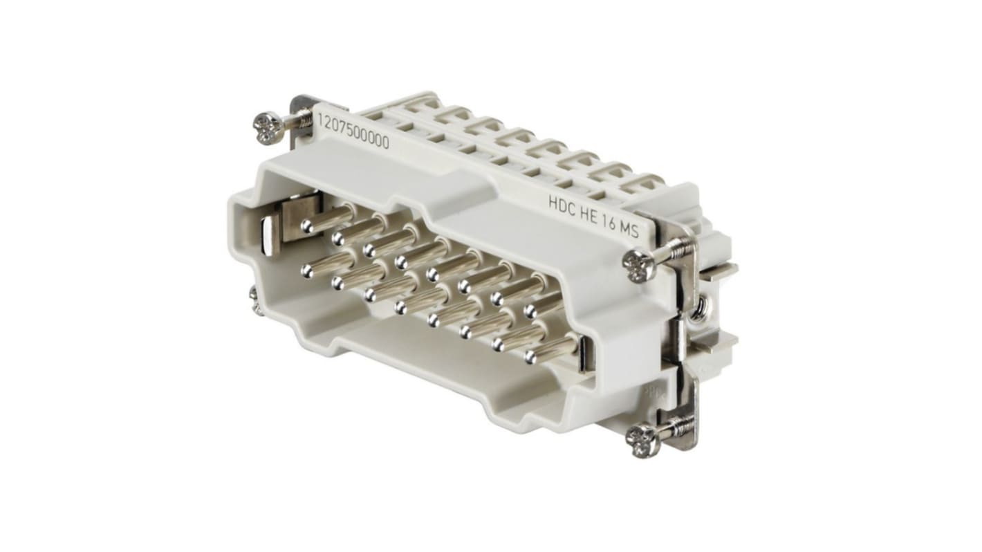 Inserto Weidmuller, Maschio, serie HE, 16A, 16 vie
