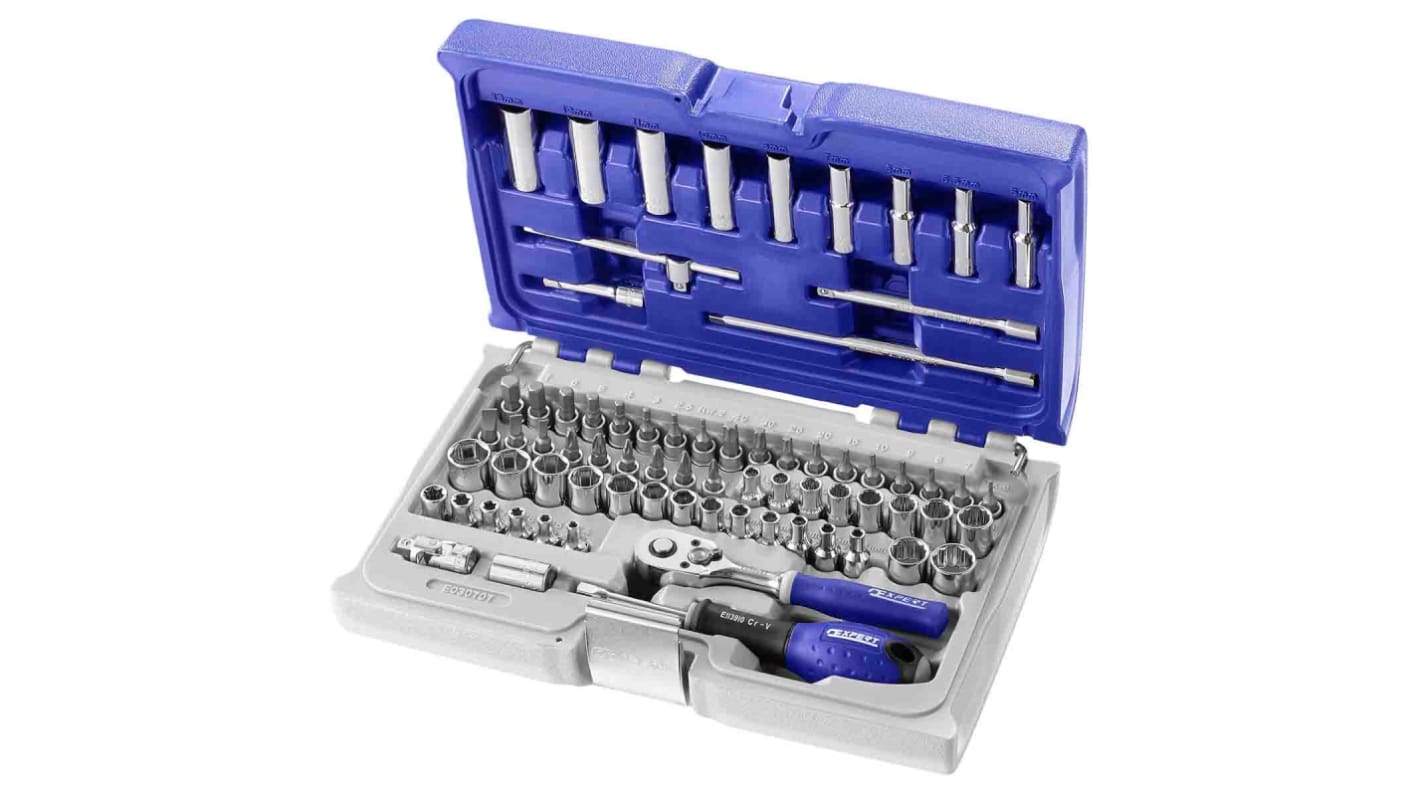 Expert by Facom 73-Piece Imperial, Metric 1/4 in Deep Socket/Standard Socket/Bit Set with Ratchet, 6 point; 12 point;
