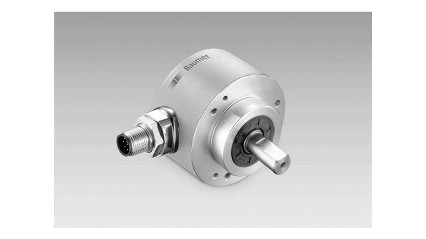 Baumer 绝对编码器, 磁性编码器, 10 → 30V 直流, 连续轴, 10mm轴径, 最高+85°C, 夹持法兰安装, IP67, EAM580系列
