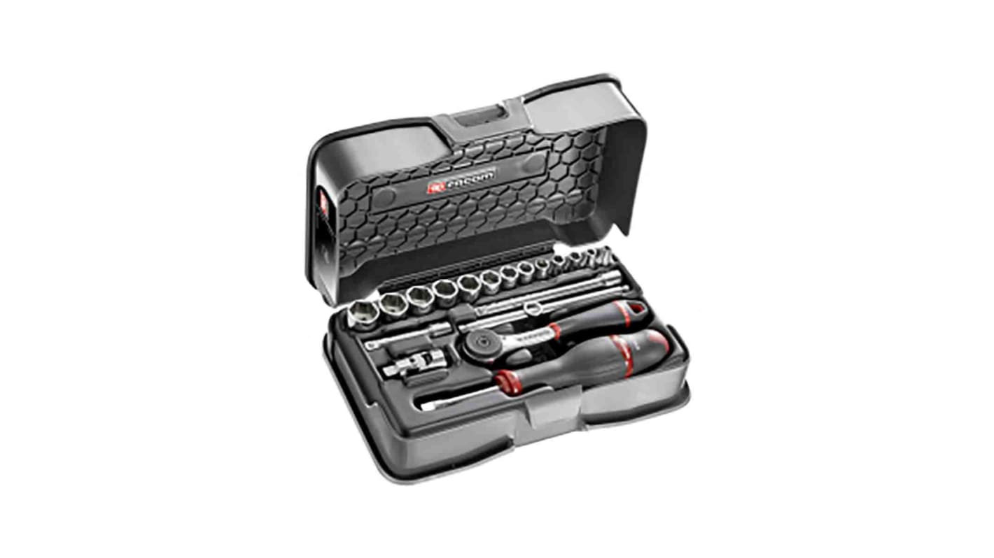 Facom 19-Piece Metric 1/4 in Standard Socket Set with Ratchet, 6 point