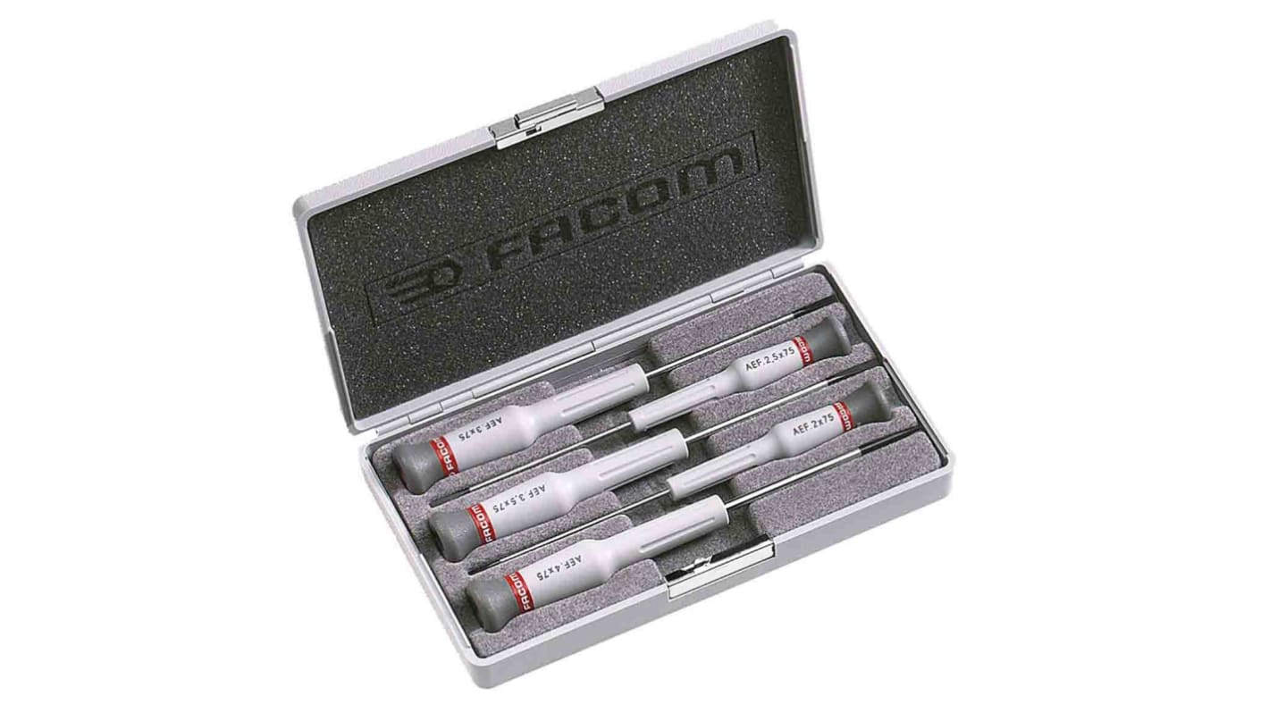 Facom Slotted Precision Screwdriver Set, 5-Piece