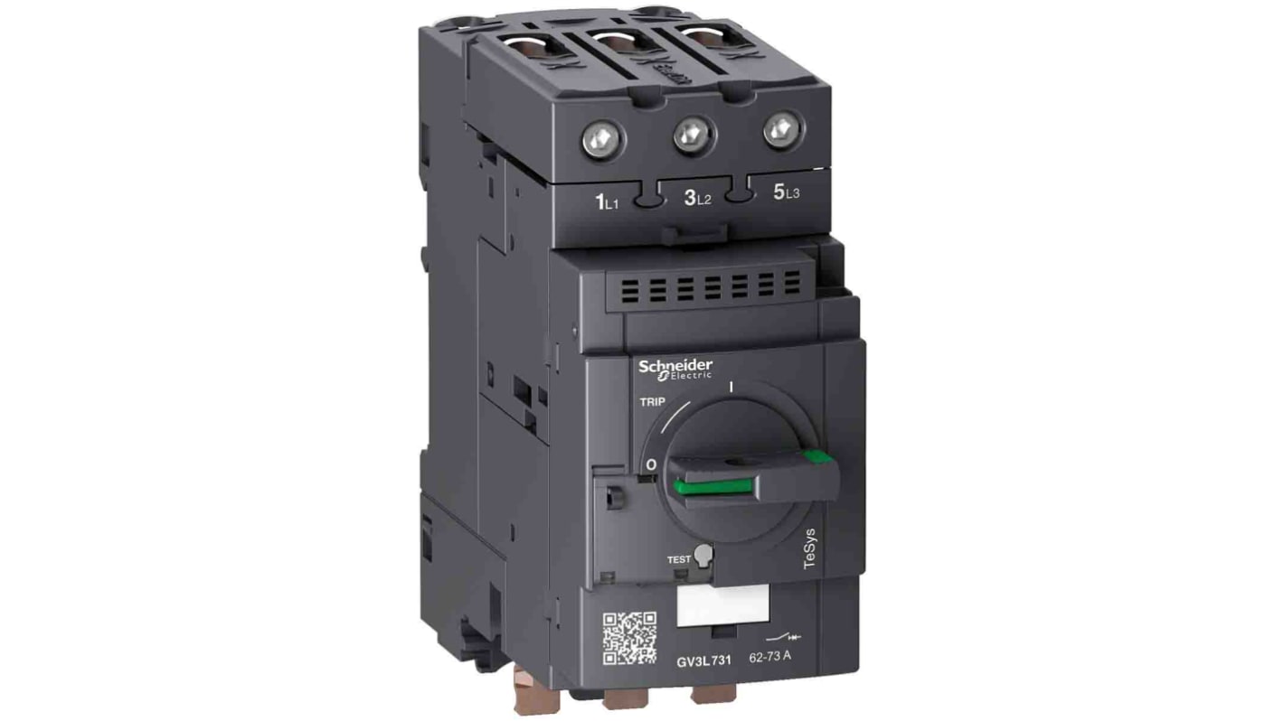 Schneider Electric TeSys Thermal Circuit Breaker - GV3L 3 Pole 690V ac Voltage Rating DIN Rail Mount, 73A Current Rating
