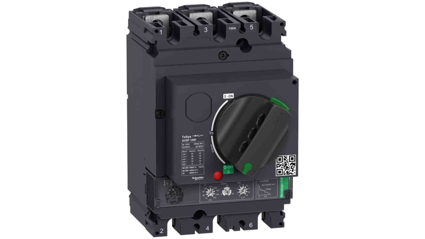 Interruptor automático 3P, 150A, Poder de corte 36 kA GV5P150F, TeSys, Montaje en Carril DIN