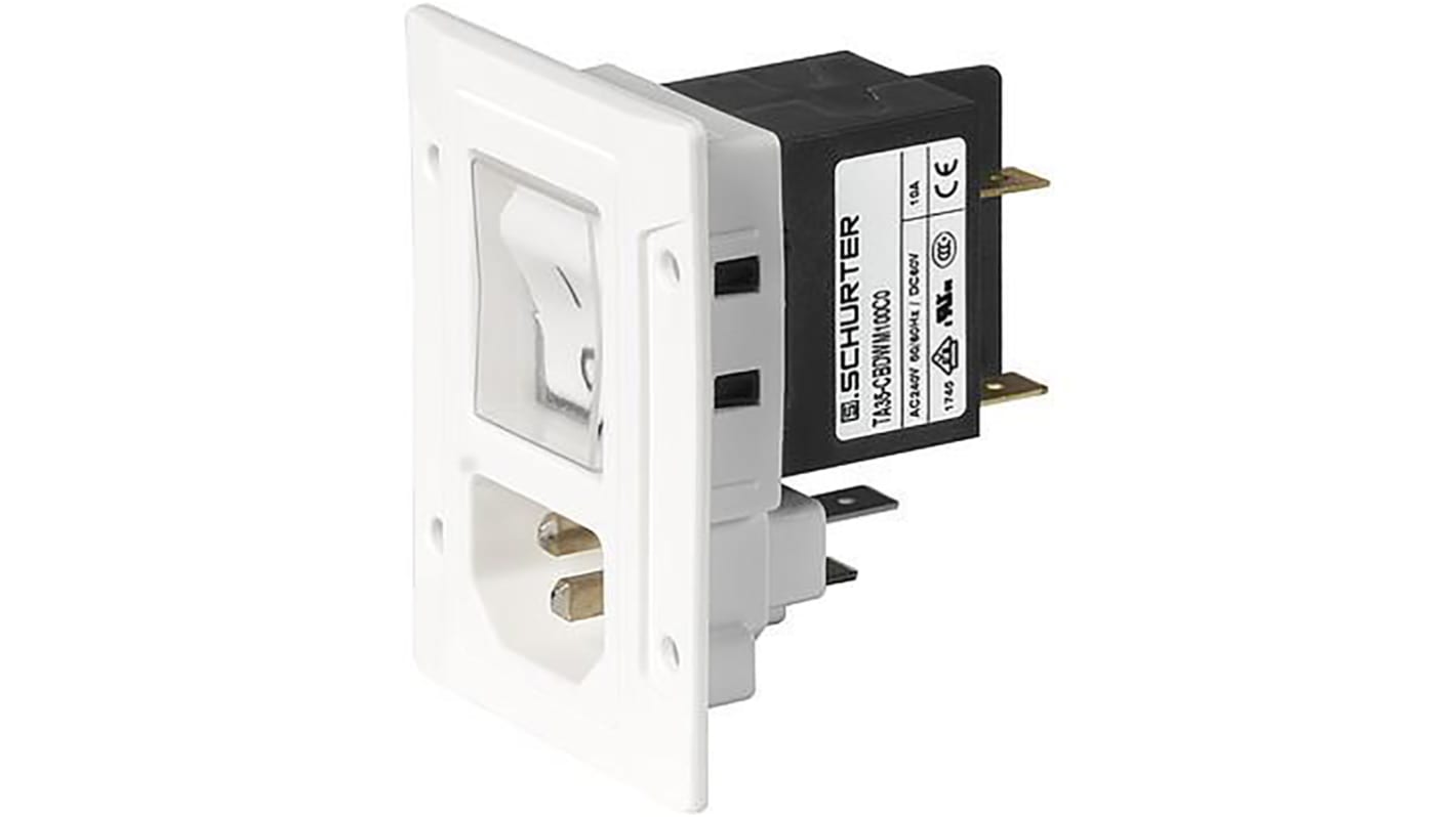 Schurter C14, C18 Panel Mount IEC Connector Male, 10A, 250 V