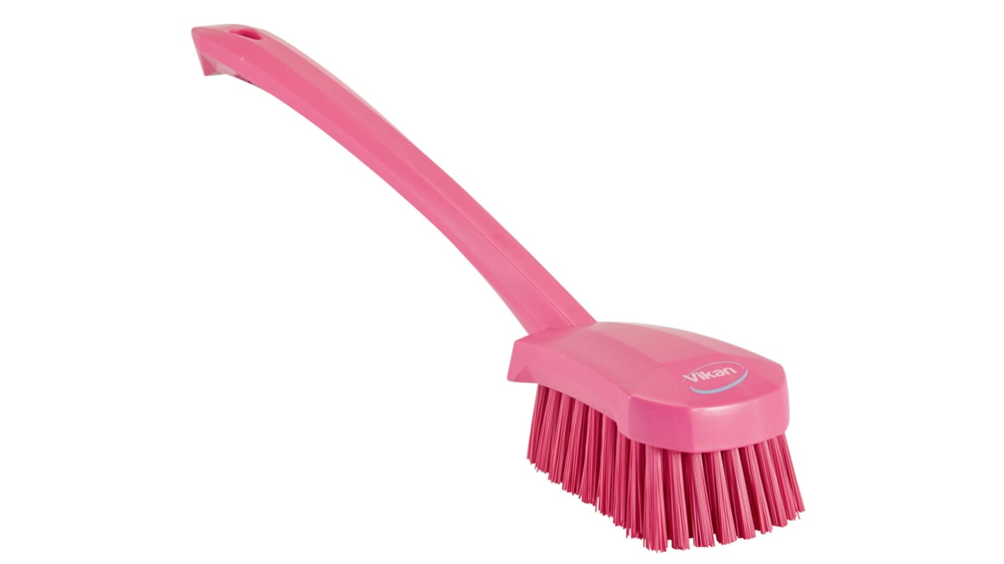 Vikan Hard Bristle Pink Scrubbing Brush, 36mm bristle length, PET bristle material