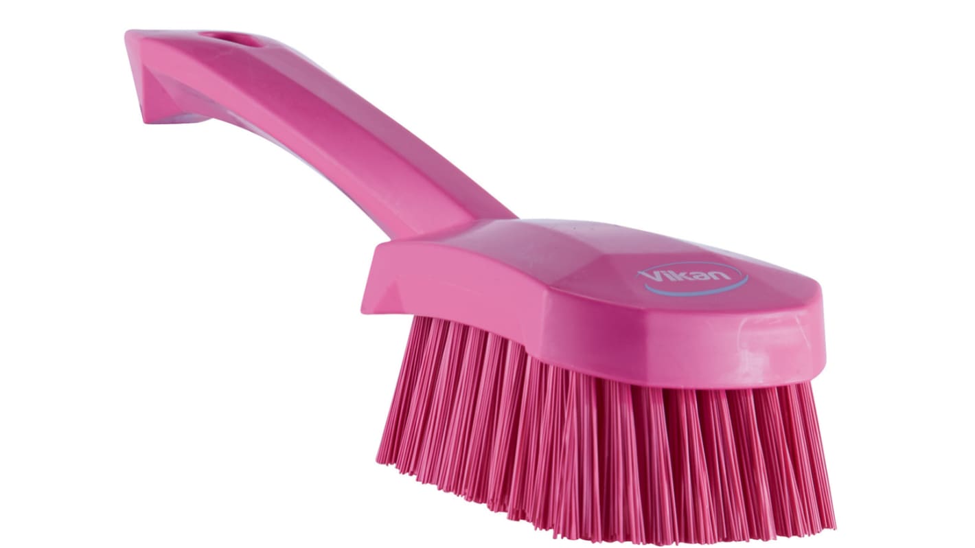 Vikan Hard Bristle Pink Scrubbing Brush, 36mm bristle length, PET bristle material