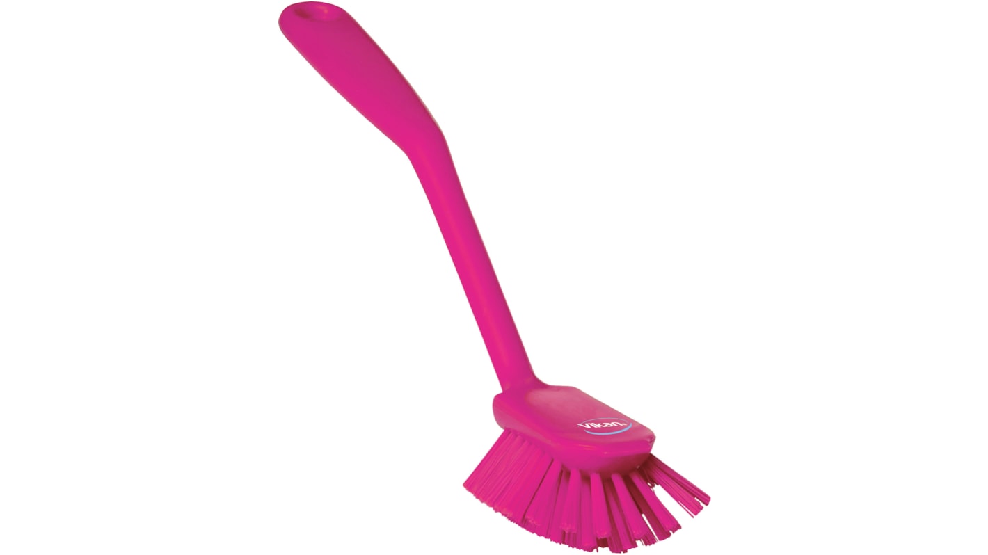 Vikan Medium Bristle Pink Scrubbing Brush, 23mm bristle length, PET bristle material