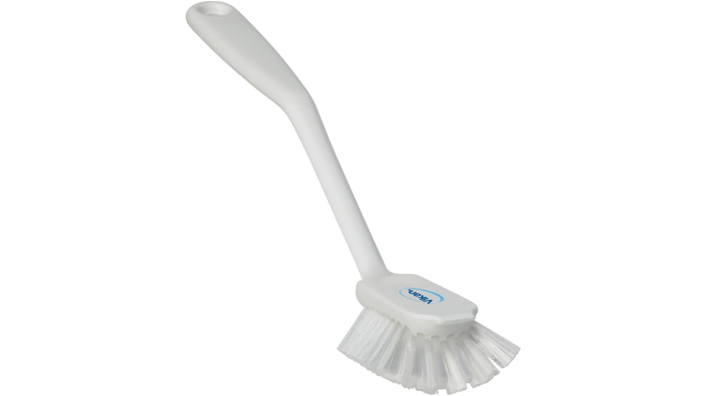 Vikan Medium Bristle White Scrubbing Brush, 23mm bristle length, PET bristle material