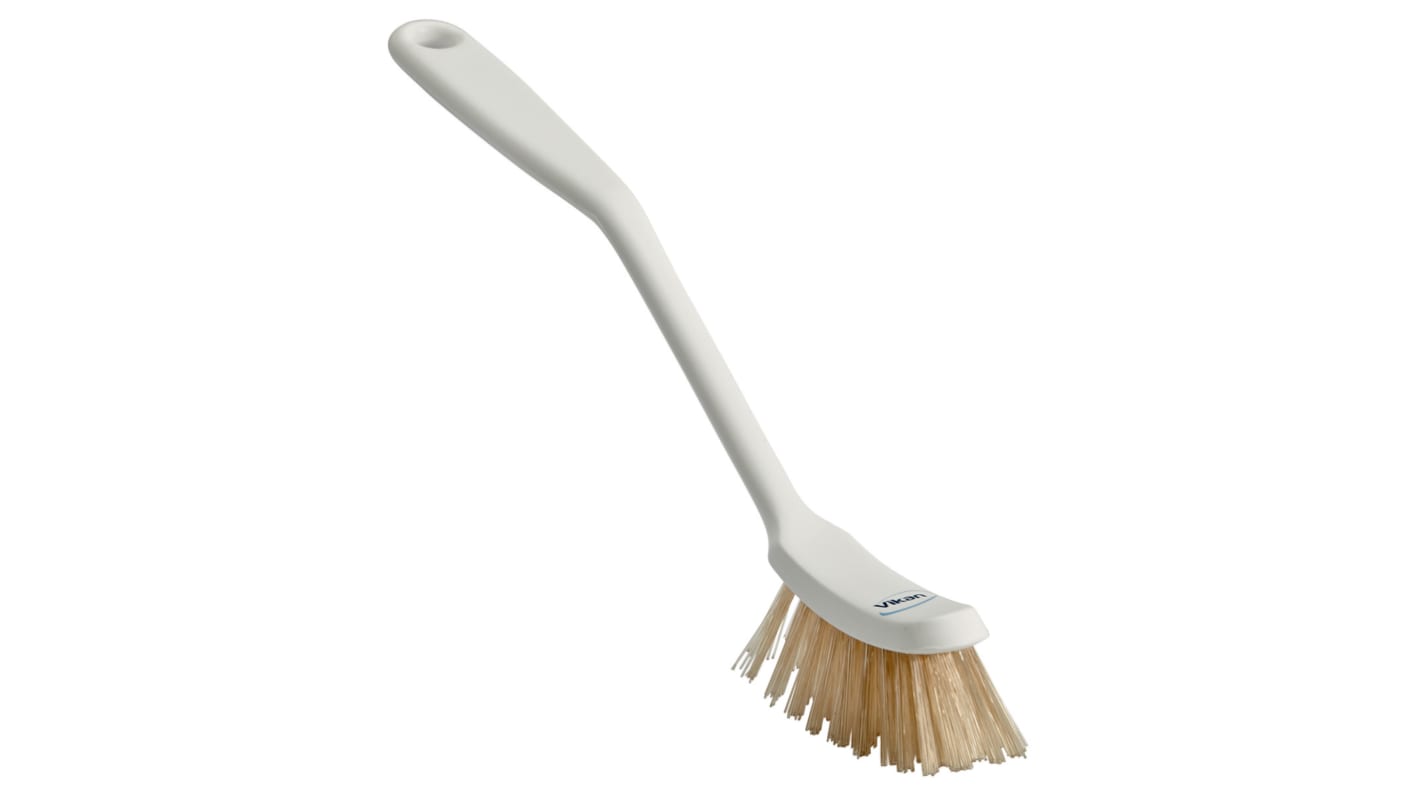 Vikan Hard Bristle White Scrubbing Brush, 25mm bristle length, PET bristle material
