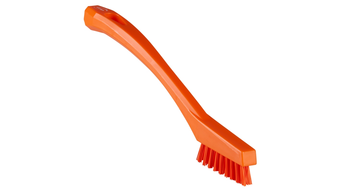 Vikan Extra Hard Bristle Orange Scrubbing Brush, 15mm bristle length, PET bristle material