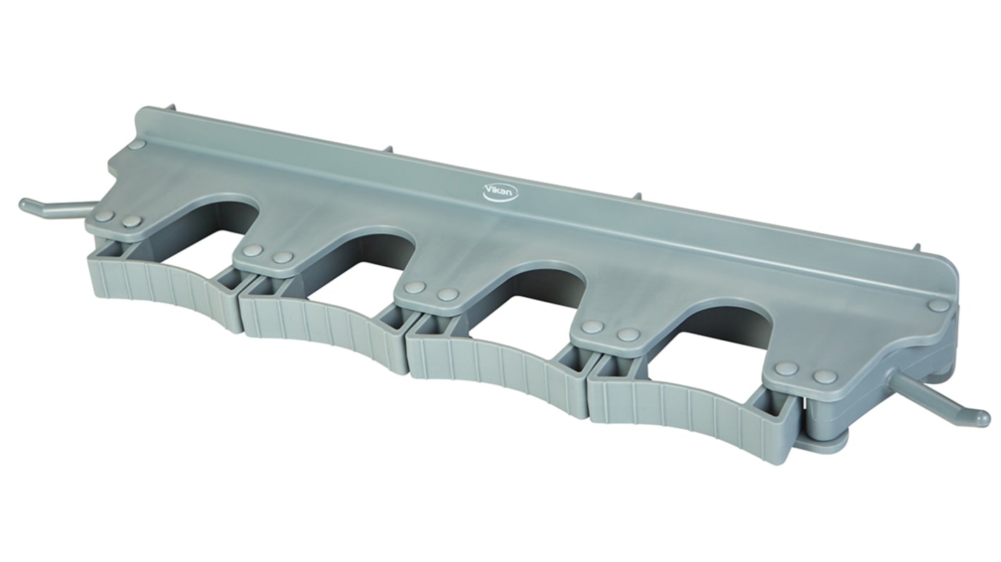 Soporte de fregona Gris Vikan de Polipropileno, Caucho TPE, montaje en pared, 80mm de ancho, para industria de alimentos