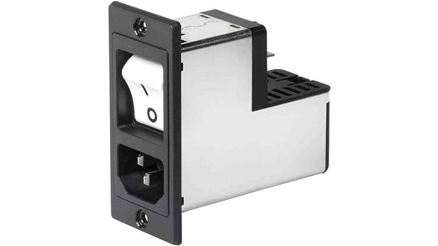 Schurter 10A, 250 V ac Screw Mount Filtered IEC Connector 3-109-572