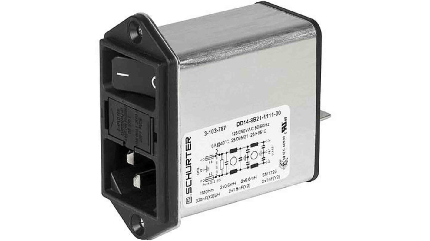 Schurter 4A, 250 V ac Screw Mount Filtered IEC Connector 3-103-778