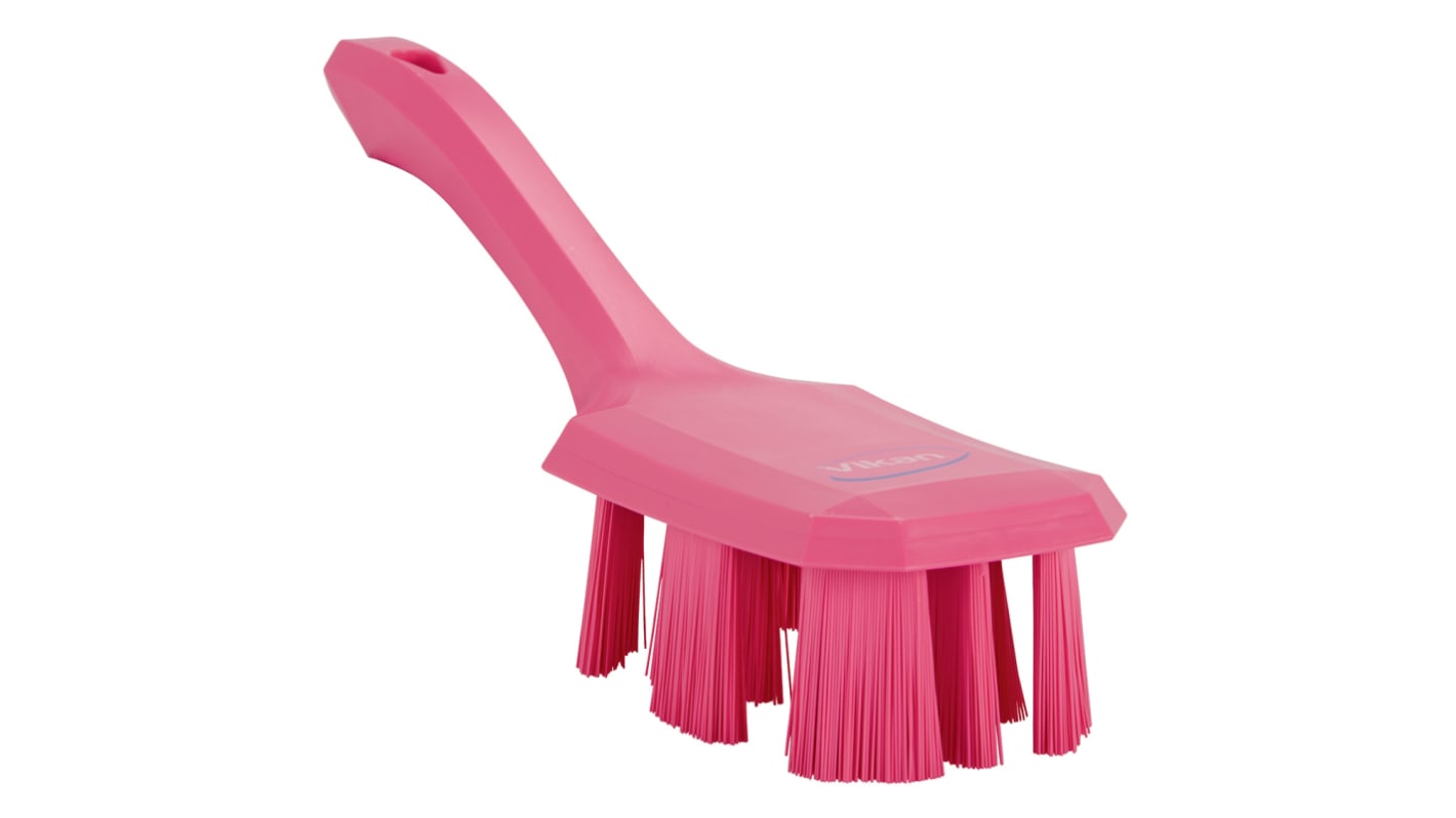 Vikan Hard Bristle Pink Scrubbing Brush, 37mm bristle length, PET bristle material