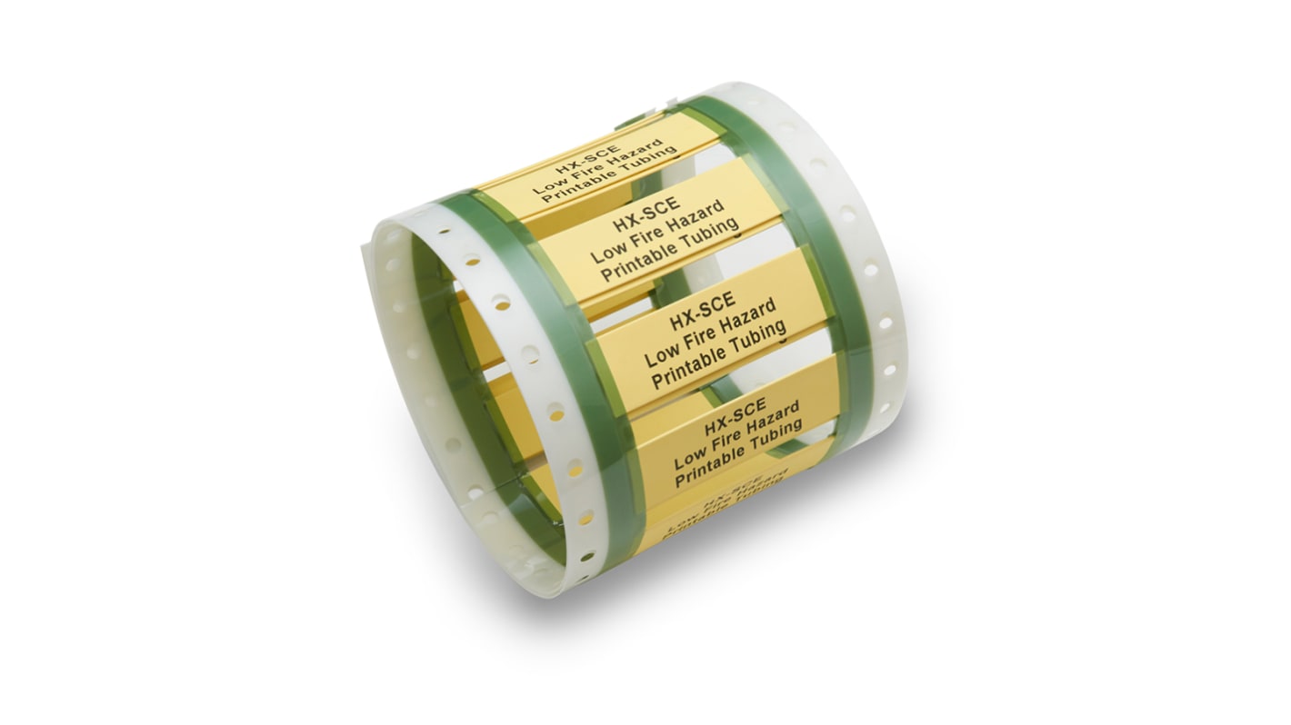 TE Connectivity HX-SCX Yellow Heatshrink Labels, 50mm Width, 1000 Qty