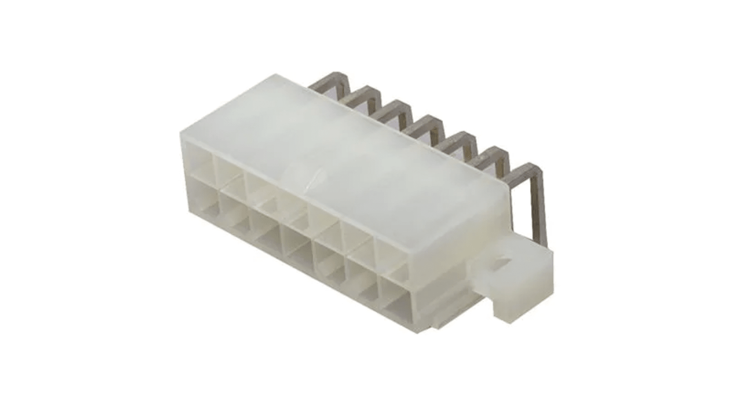 Molex Mini-Fit Jr. Series Right Angle Through Hole PCB Header, 14 Contact(s), 4.2mm Pitch, 2 Row(s), Shrouded