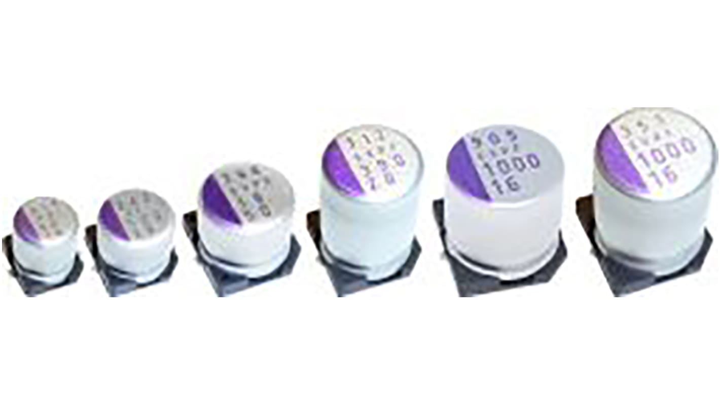 Condensatore polimerico Panasonic SVPF, 1mF, 16V cc, SMD