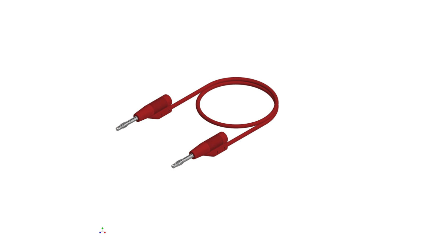 Hirschmann Test & Measurement 2 mm Connector Test Lead, 6A, 30 V ac, 60V dc, Red, 500mm Lead Length